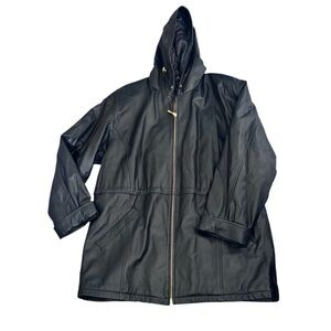 Vintage Jaqueline Ferrar Women’s Black Hooded Leather Jacket